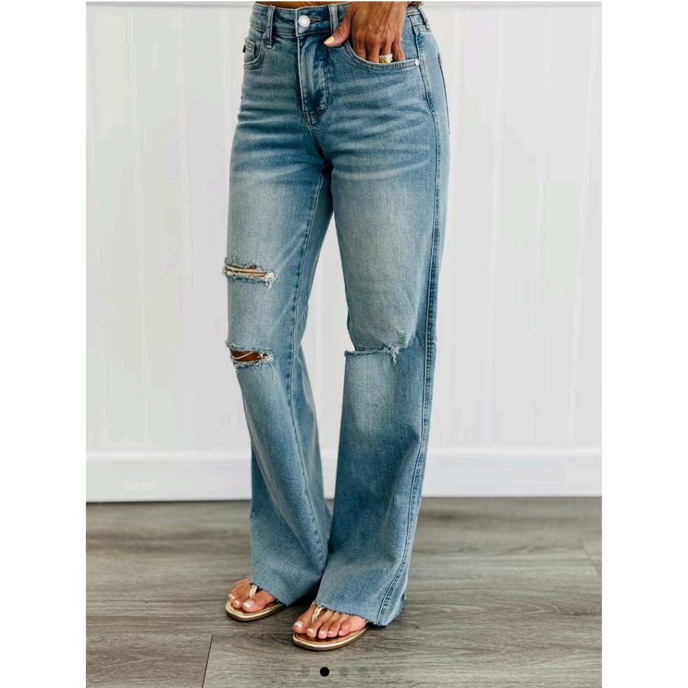 Women's Blue Distressed Jeans